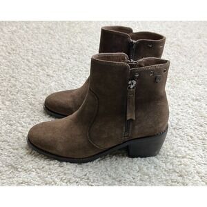 Carmela Booties Ankle Boots Block Heel Womens US 6.5 - 7 EU‎ 37 Brown Suede